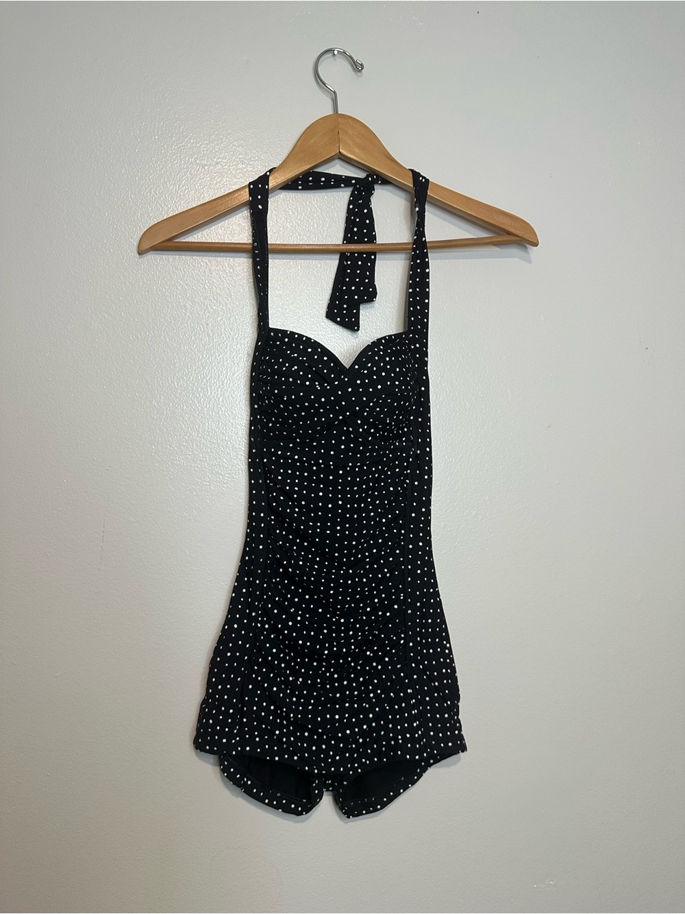 Seafolly Women’s Polka Dot Halter One-Piece Swimsuit Padded Vtg Stretch Sz 4 US